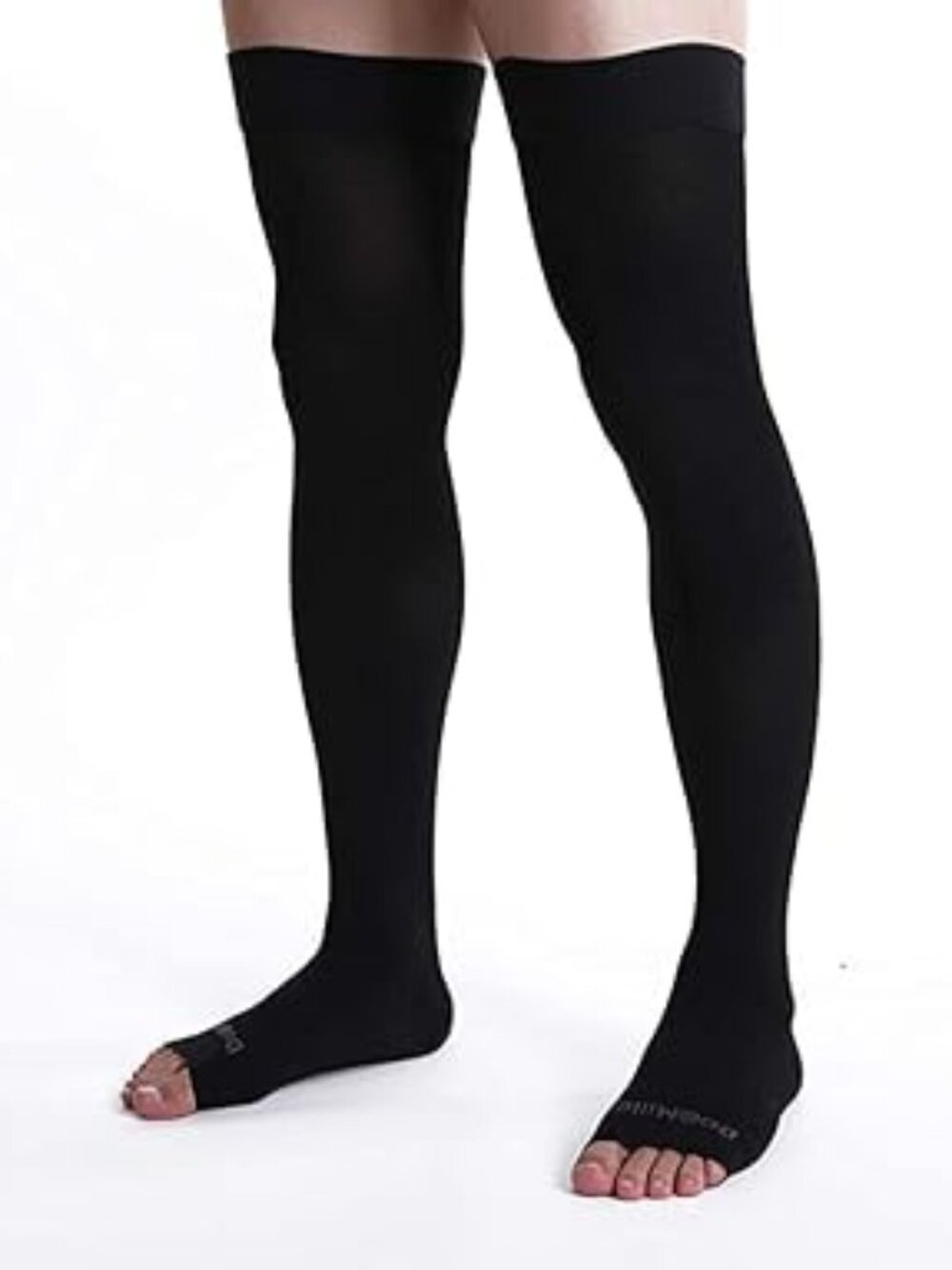 Doc Miller Compression Thigh High Open Toe Compression Socks - Black